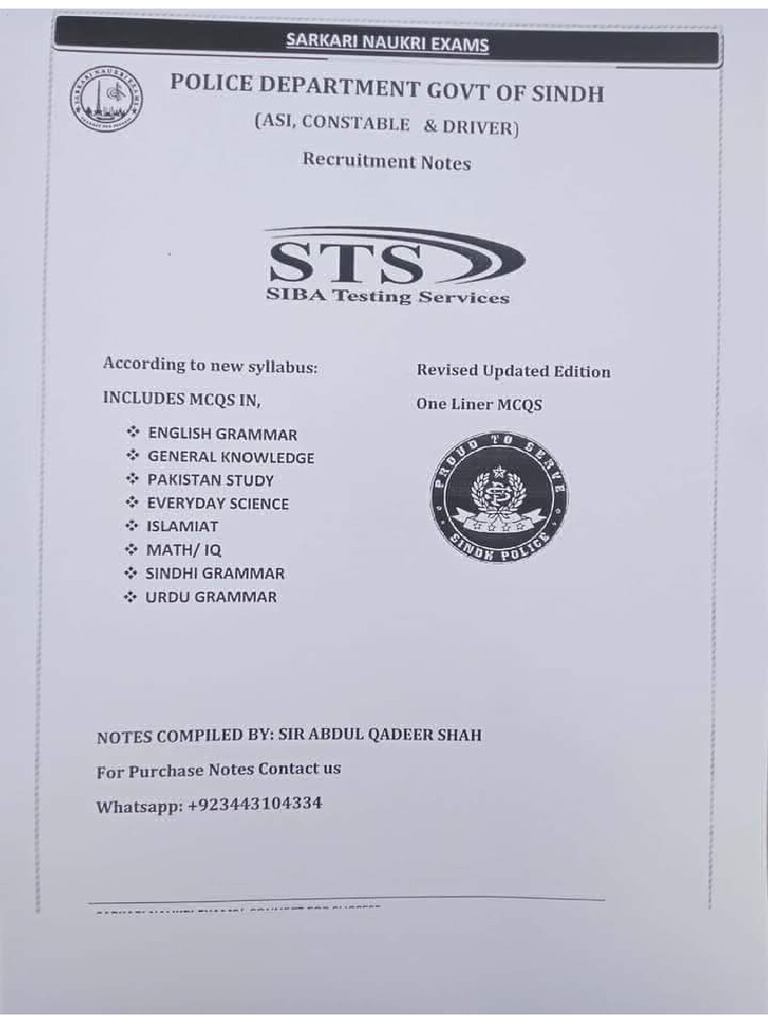 Sindh Police Notes, | PDF