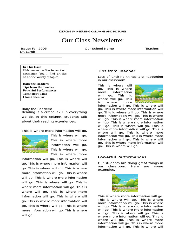 Exercise 5 Inserting Columns and Pictures | PDF