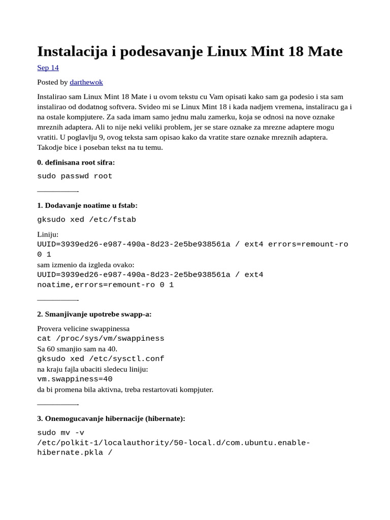 02 Podesavanja Linux Mint | PDF