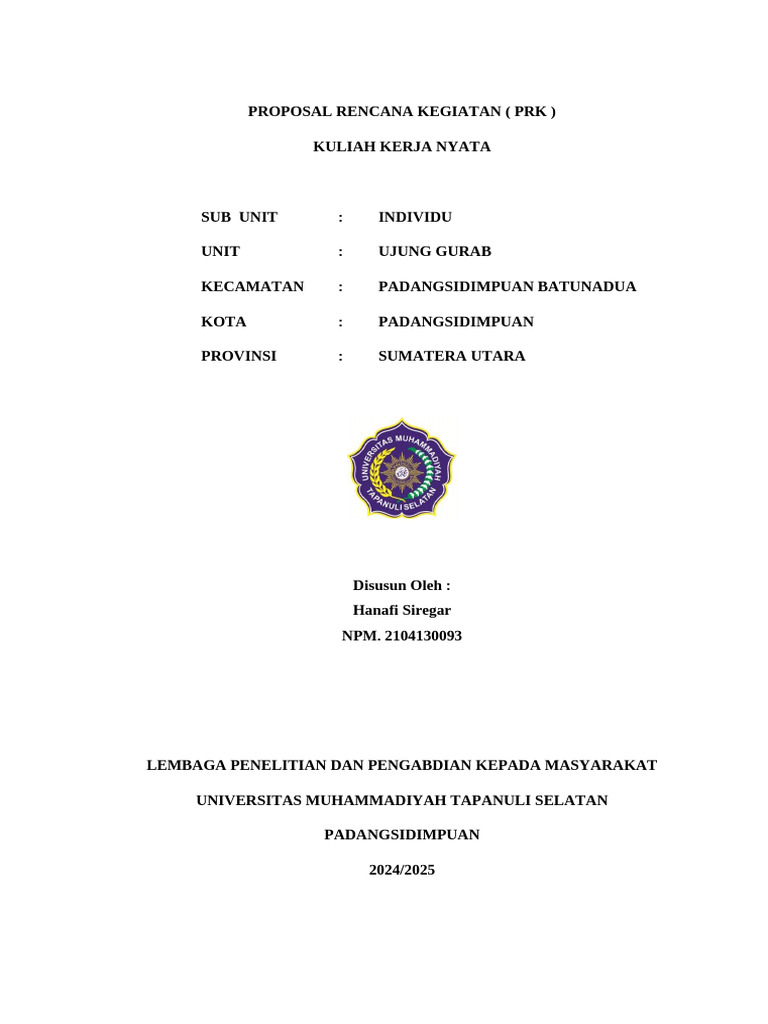 Proposal Individu HNF | PDF