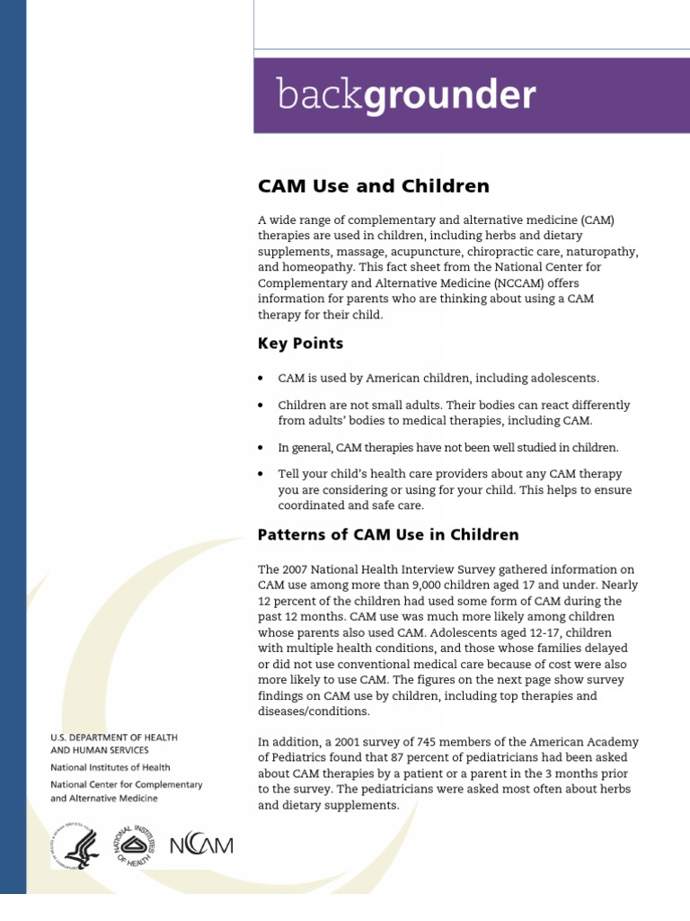 CAM Use in Children Nccam | PDF | Alternative Medicine | Physician