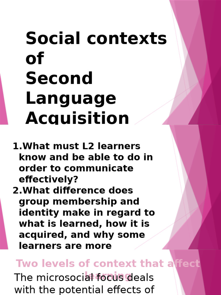Social Contexts of Second Language Acquisition | PDF