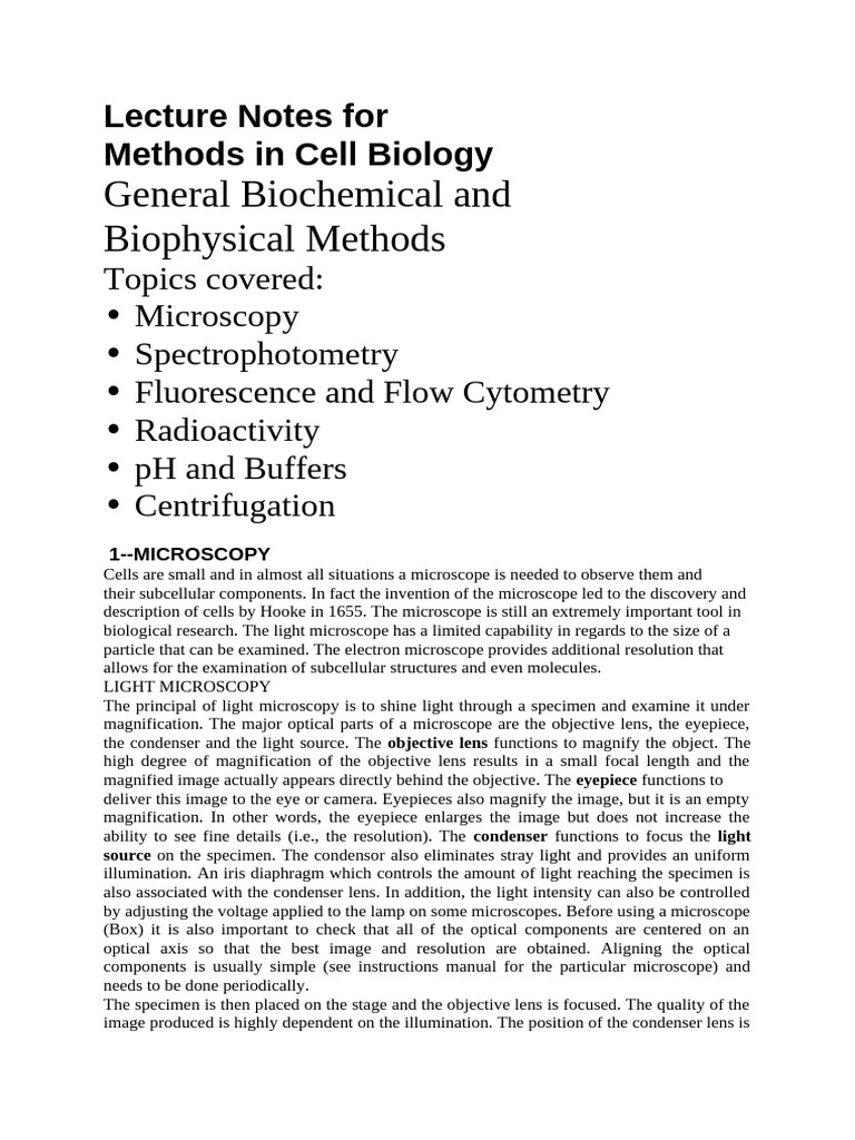 Cell Biology Methods: Microscopy Techniques | PDF | Neutron | Wellness