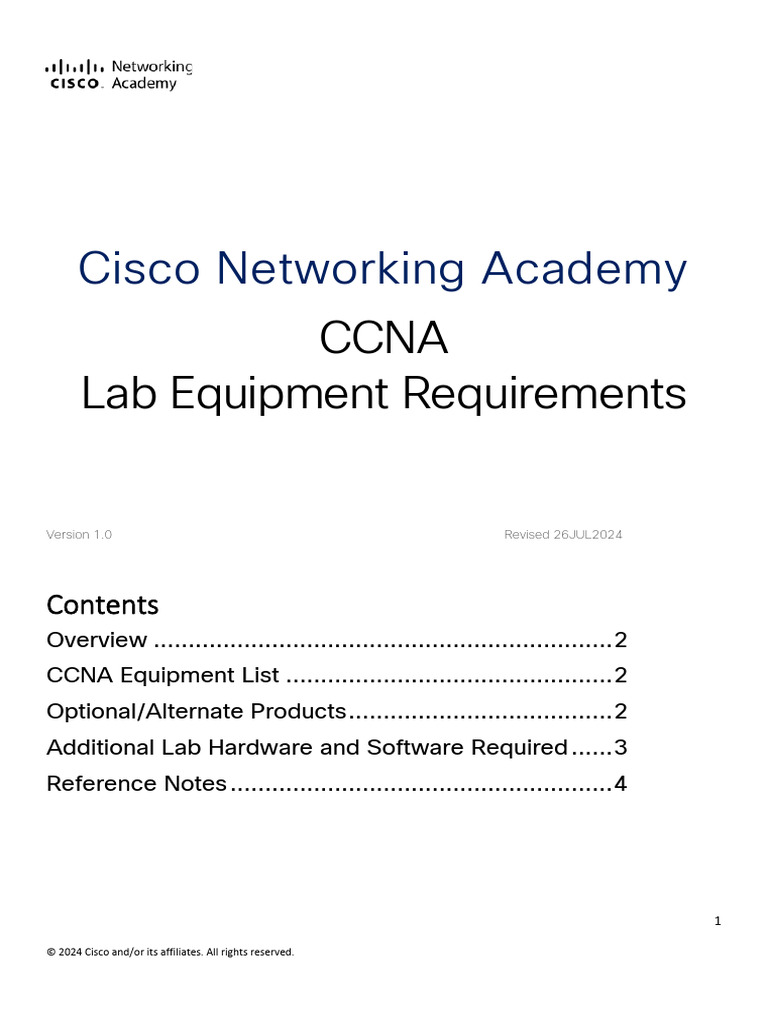 Equipment List CCNA | PDF