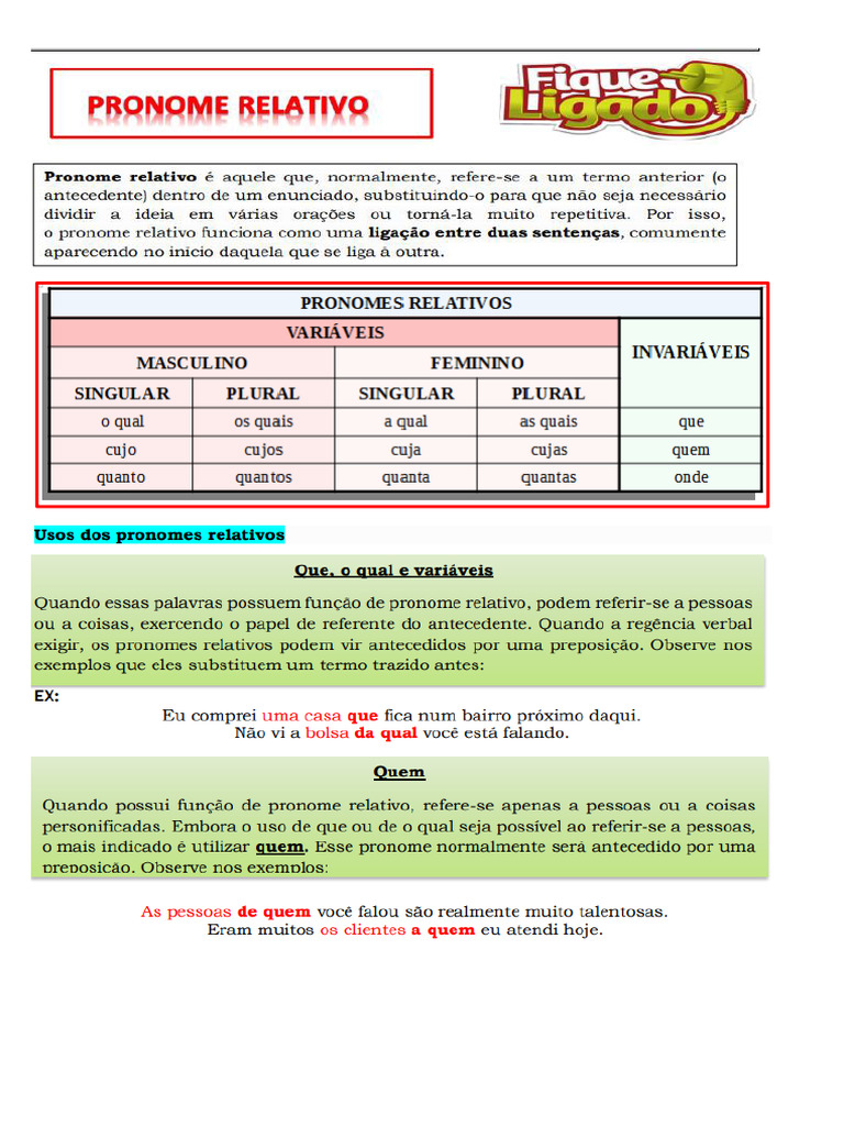 Pronomes Relativos | PDF