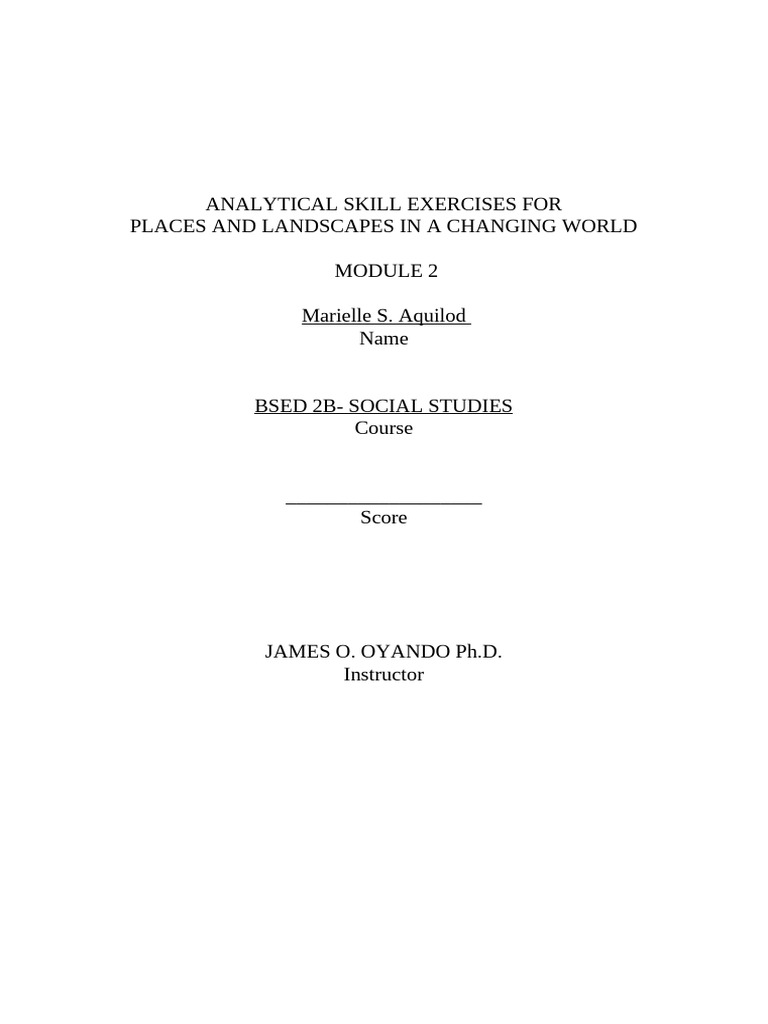 Analytical Module 2 PLCW - Aquilod | PDF