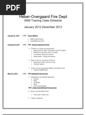 2012 EMS Training Schedule