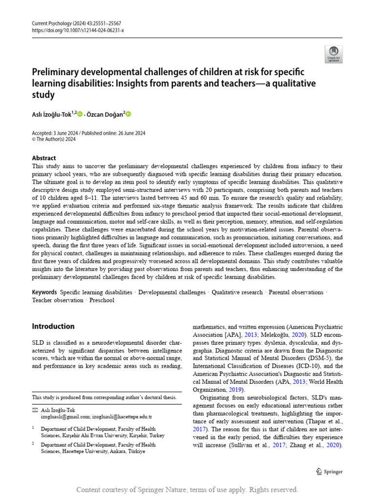 Preliminary Developmental Challenges of Children A | PDF