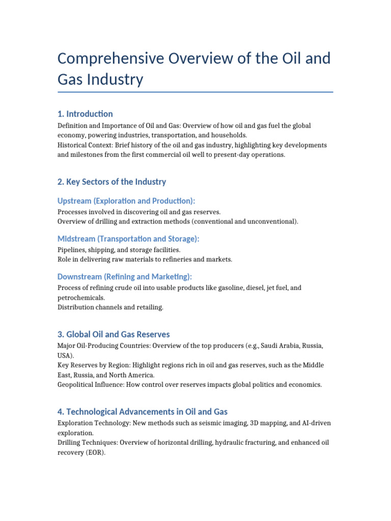 Comprehensive Overview of Oil and Gas Industry | PDF | Petroleum ...