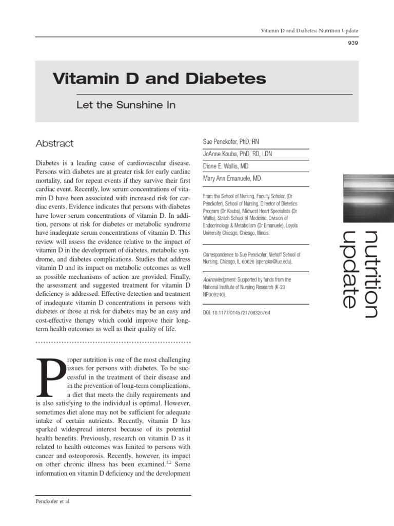 Vitamin D and Diabetes | PDF