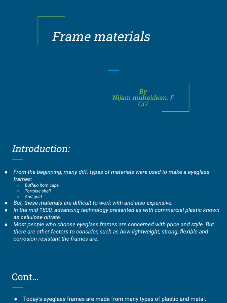 Eyeglass Frame Materials Overview | PDF | Titanium | Corrosion