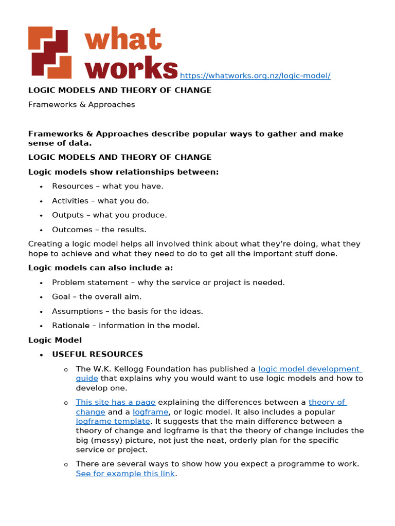 Logic Models and Theory of Change | PDF