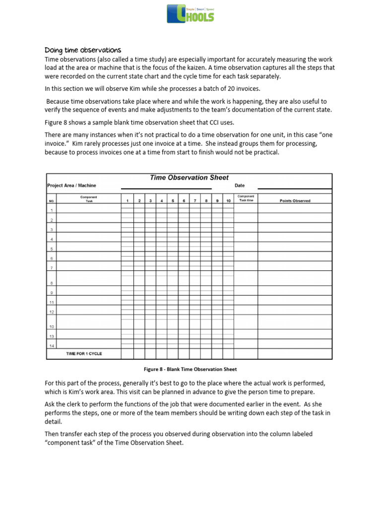 Lean Time Observation Sheet Time Study | PDF