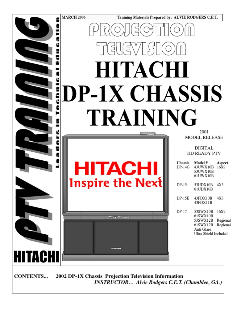 Hitachi Dp 1x Projection Television Repair Manual