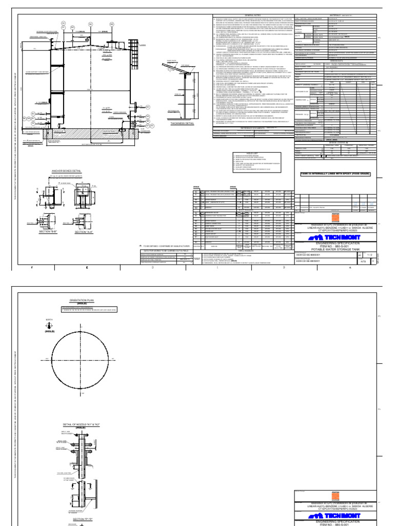 Thickness Detail: Engineering Specification Potable Water Storage Tank ...