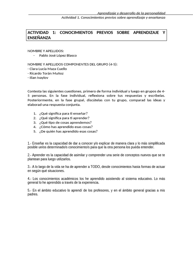 Actividad1 - Conocimientos Previos | PDF