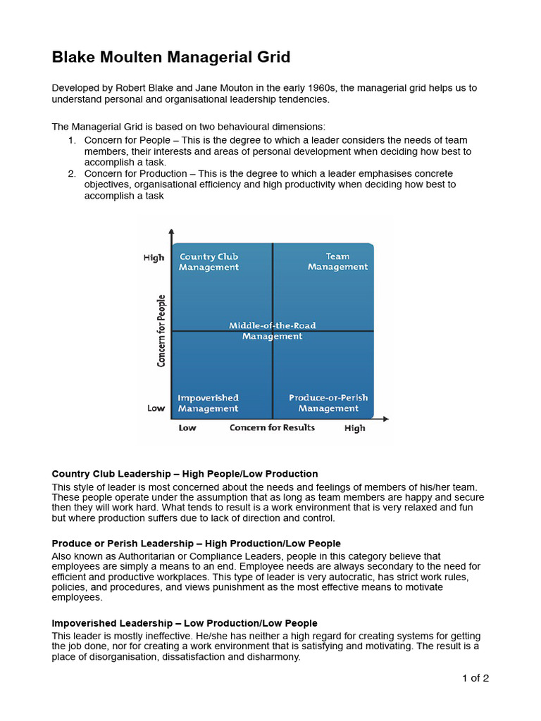 Blake Mouton Managerial Grid Guide | PDF | Leadership | Career & Growth