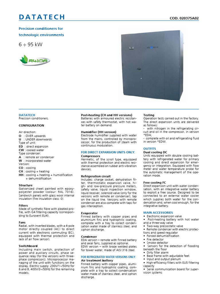 Datatech: Precision Conditioners For Technologic Environments | PDF
