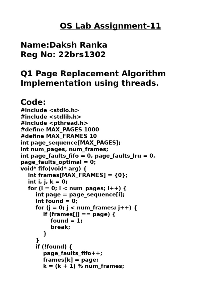 Os Lab Assesment 11 (22brs1302) | PDF