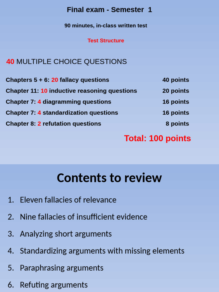 Review For Final Exam | PDF