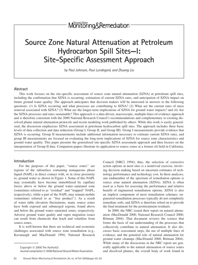 Johnson 等 - 2006 - Source Zone Natural Attenuation at Petroleum Hydro-1 ...