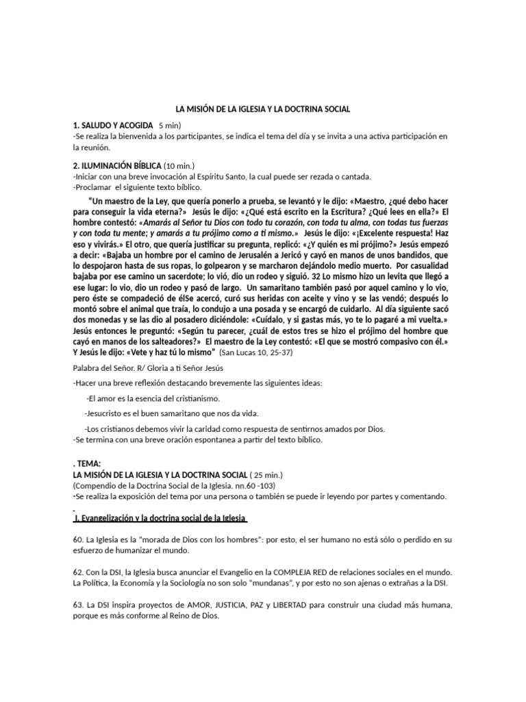 La Misión de La Iglesia y La Doctrina Social | PDF