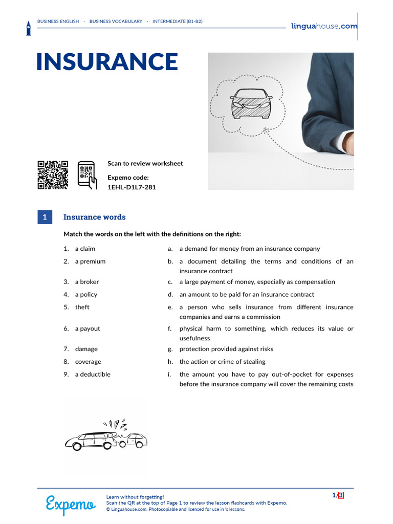 Insurance British English Teacher | PDF
