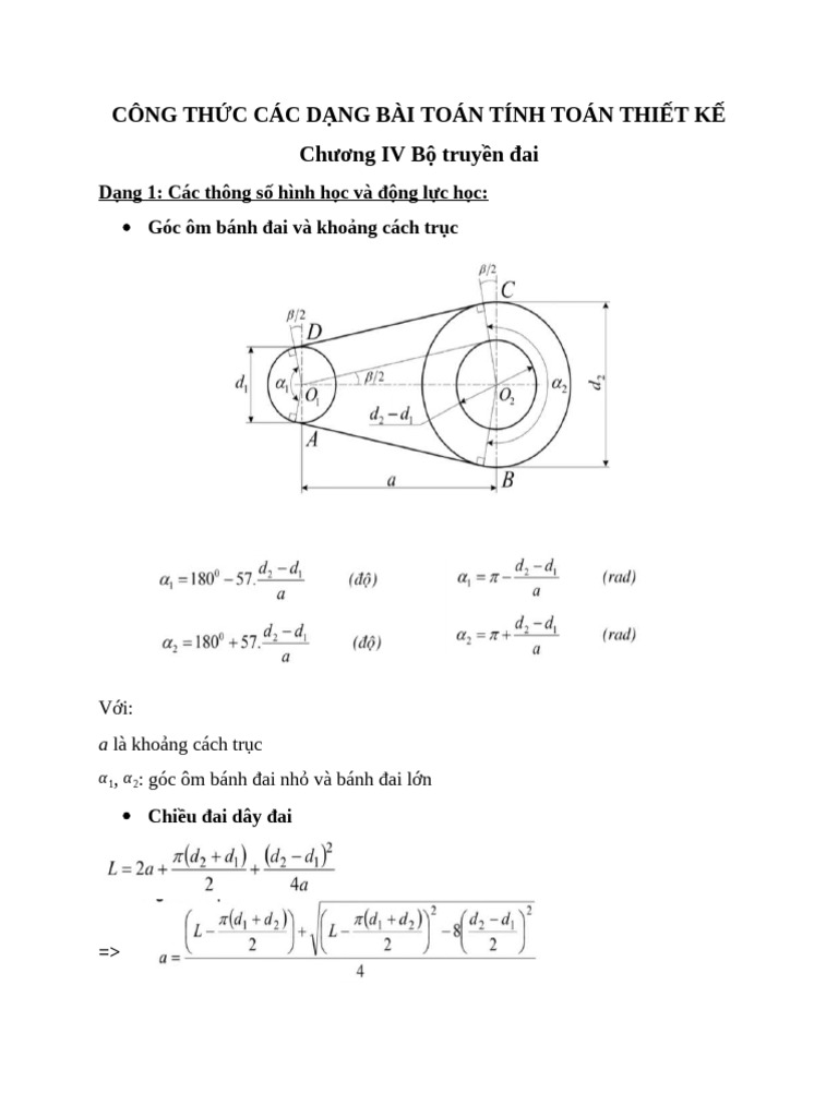 CÔNG THỨC CÁC DẠNG BÀI TOÁN TÍNH TOÁN THIẾT KẾ | PDF