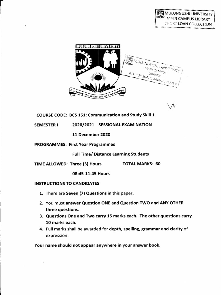 BCS 151 December, 2020 | PDF