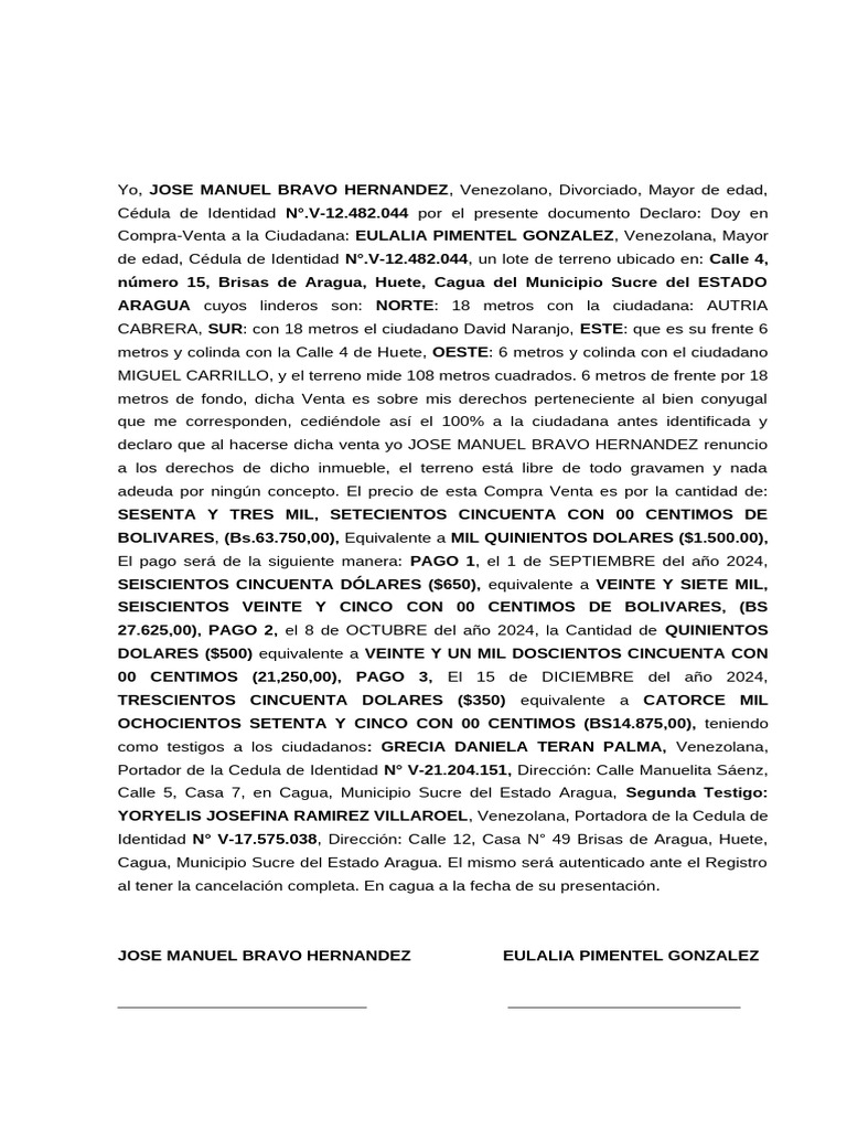 Compra Venta De Inmueble Pdf