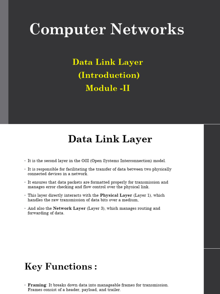 Computer Networks: Data Link Layer (Introduction) Module - II | PDF