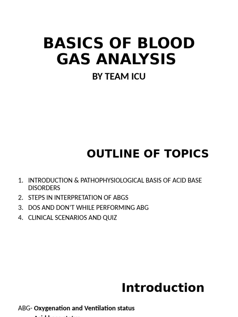 Basics of Blood Gas Analysis Final | PDF