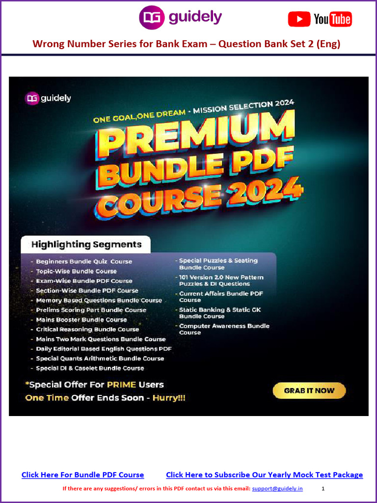 Wrong Number Series Set 2 for Bank Exam | PDF | Tests | Evaluation Methods