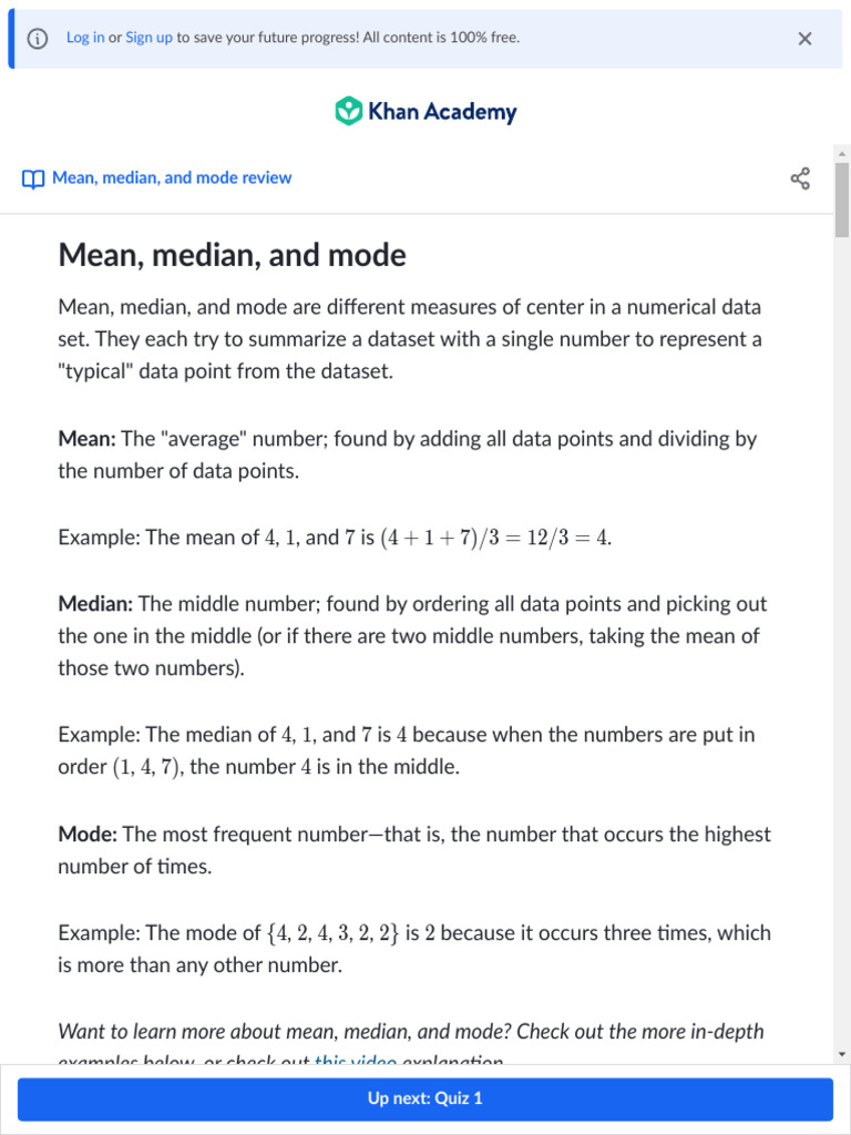 Mean median and mode review article khan academy pdf
