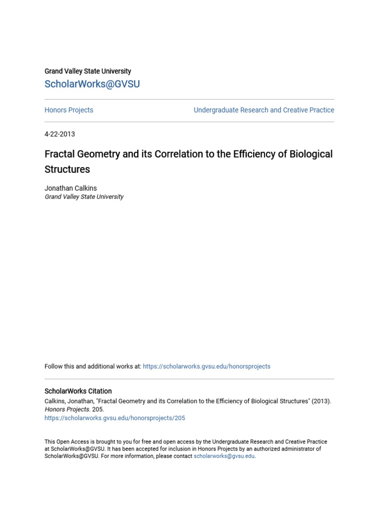 Fractal Geometry and Its Correlation To The Efficiency of Biologi | PDF ...
