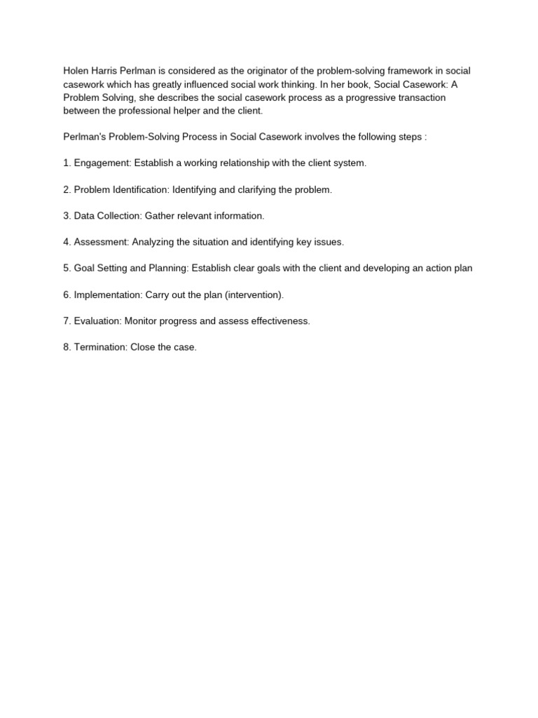 Intro Problem Solving Approaches Social Case Work | PDF