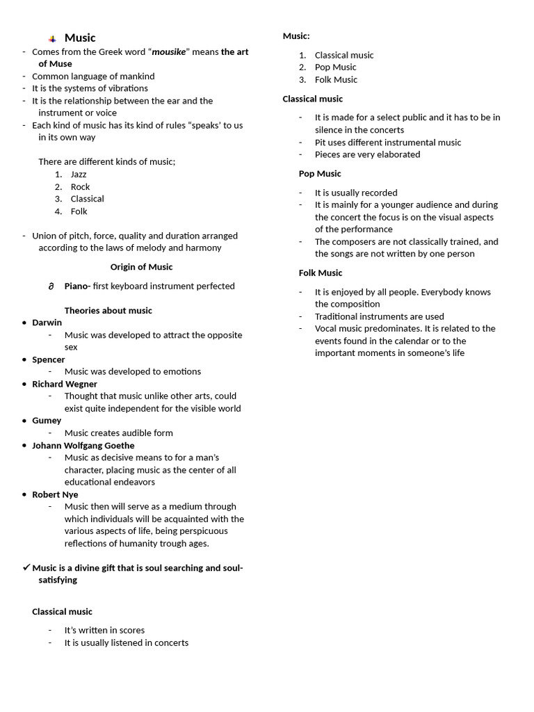 Music Outline | PDF