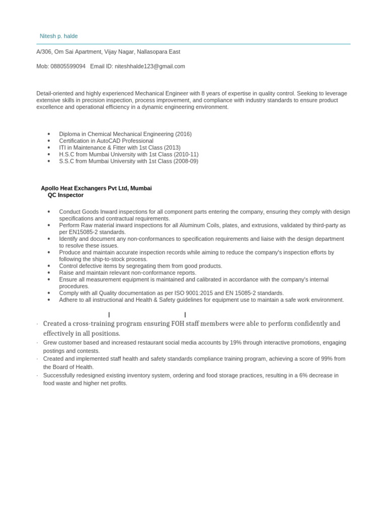 Nitesh CV | PDF