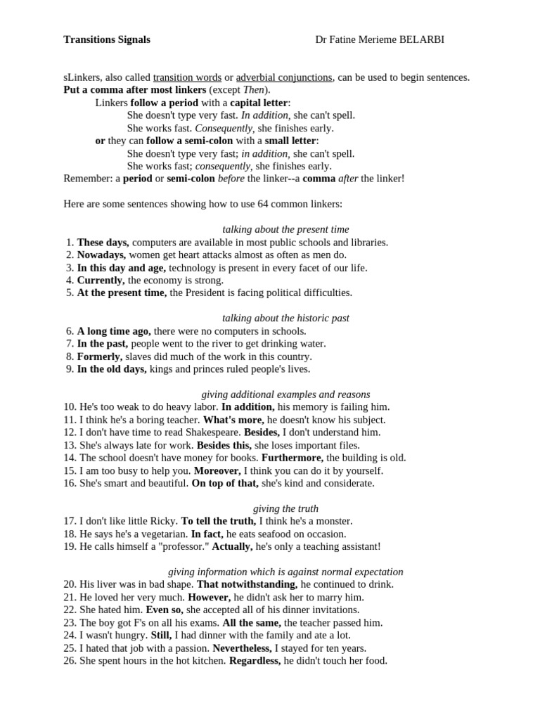 Transition signals examples | PDF