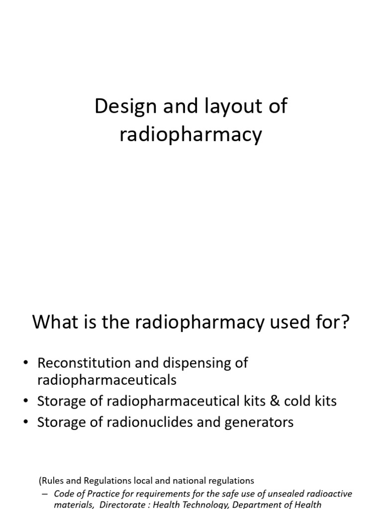 MIO104S Intro To Design and Layout of Radiopharmacy Si | PDF