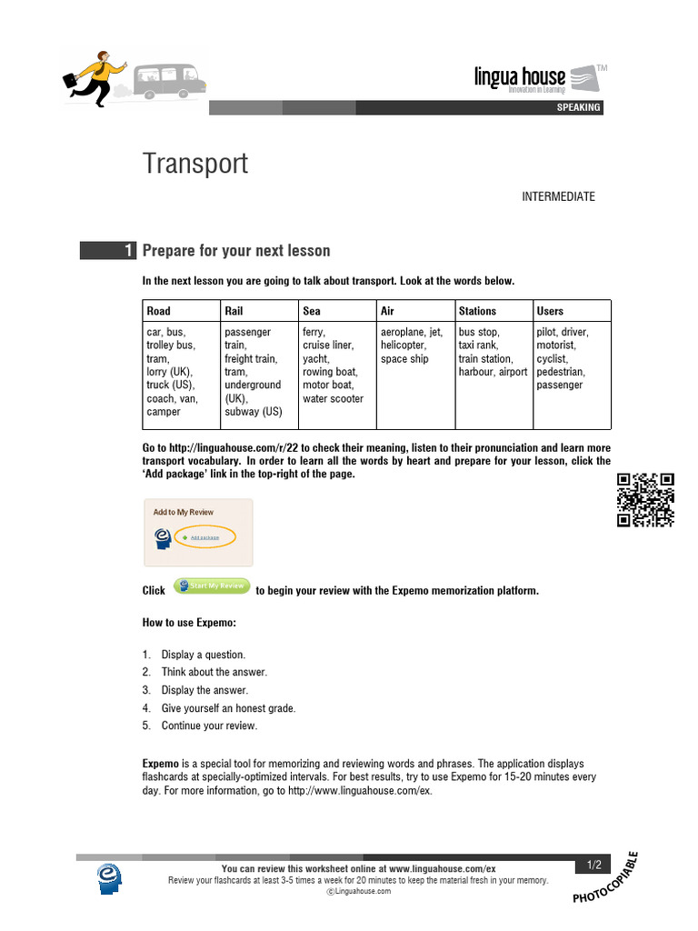 Transport Vocabulary for Discussion | PDF | Vocabulary | Flashcard