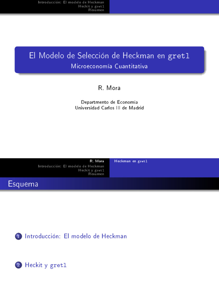 El Modelo de Heckman en Gretl | PDF