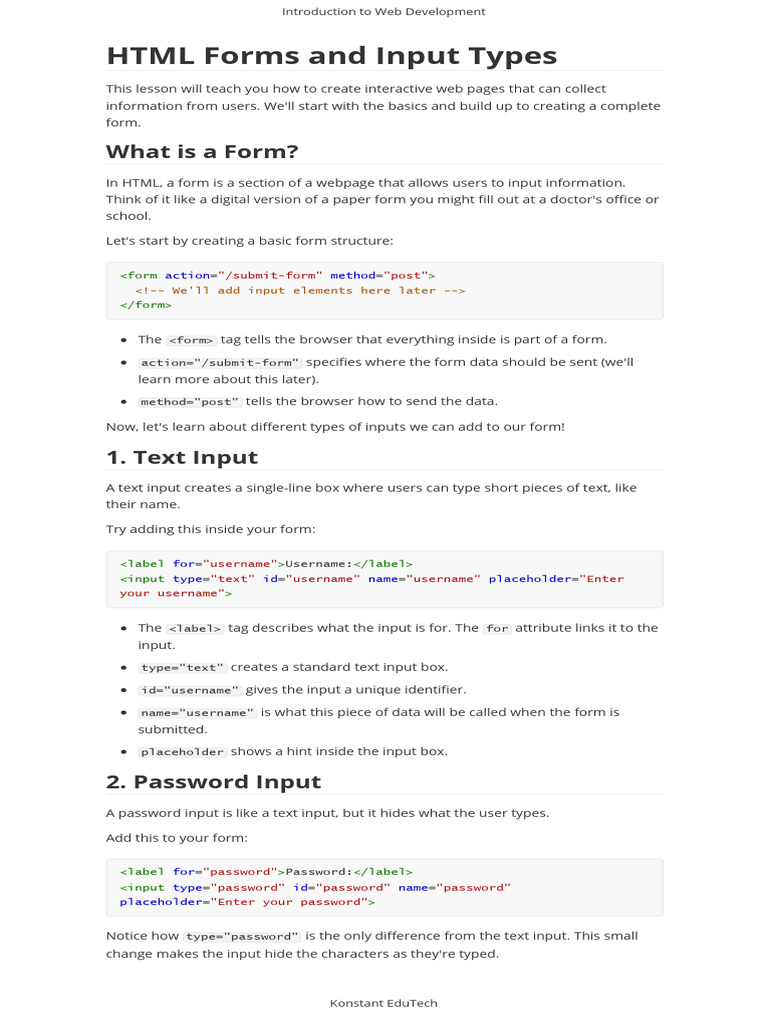 HTML Forms and Input Types | PDF
