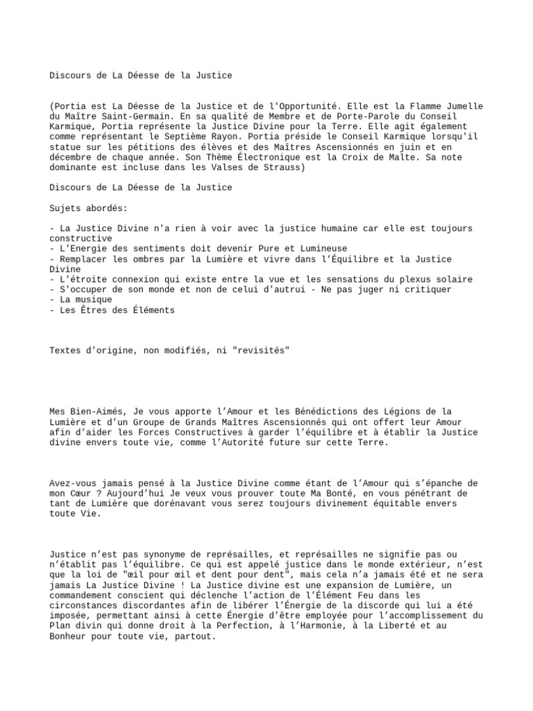 Discours sur la Justice Divine de Portia | PDF | Justice | Crime et ...