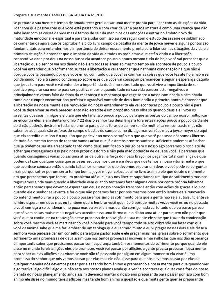 Prepare A Sua Mente Campo De Batalha Da Mente Pdf