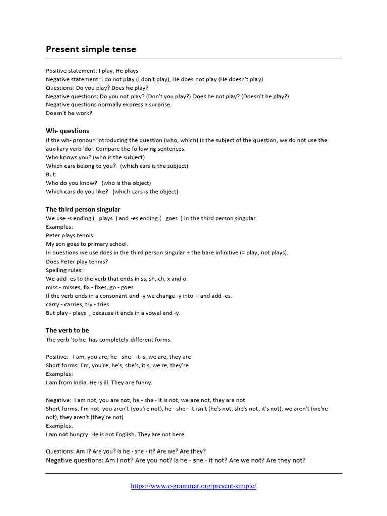 Present Simple Tense | PDF