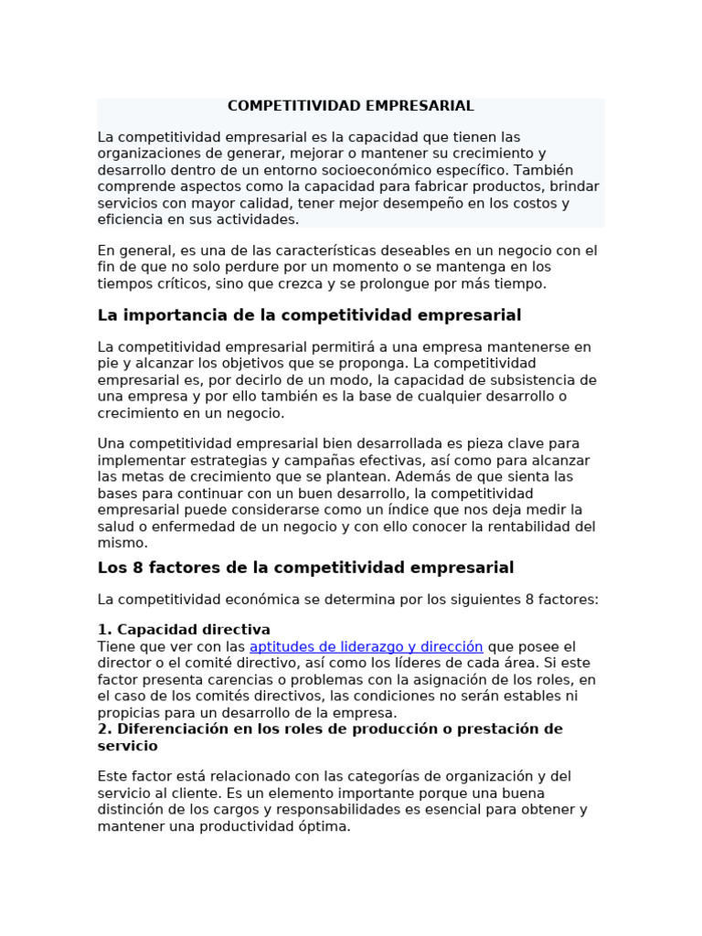 Competitividad Empresarial | PDF