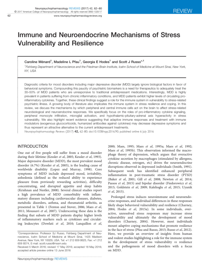 Pnei Stress Vulnerability Resilience | PDF