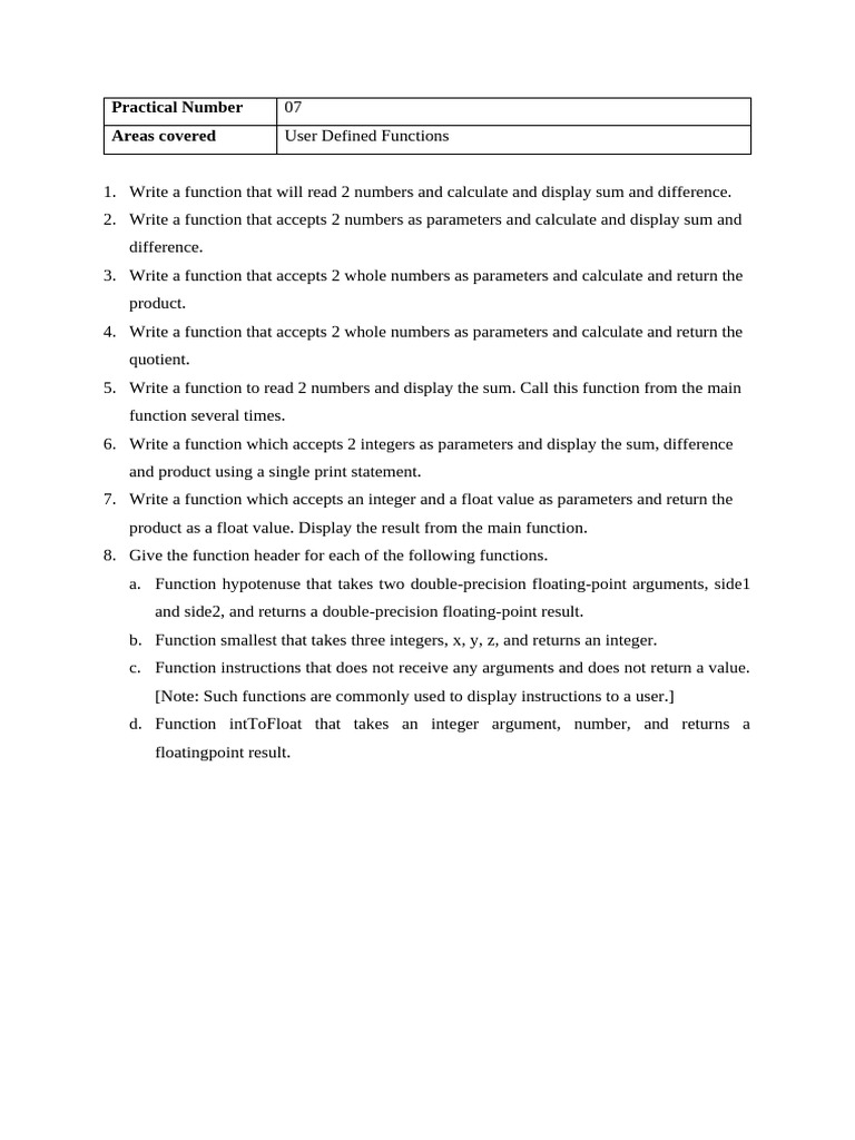 User Defined Functions in Programming | PDF | Teaching Methods ...