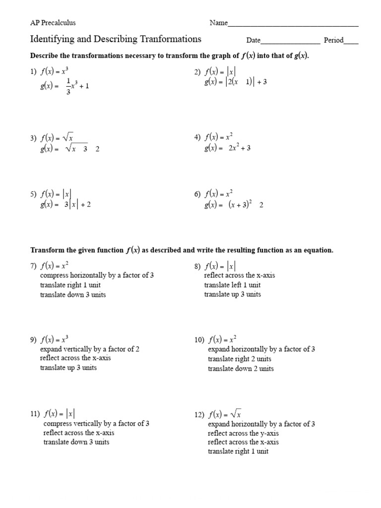 Identifying and Describing Transformations | PDF